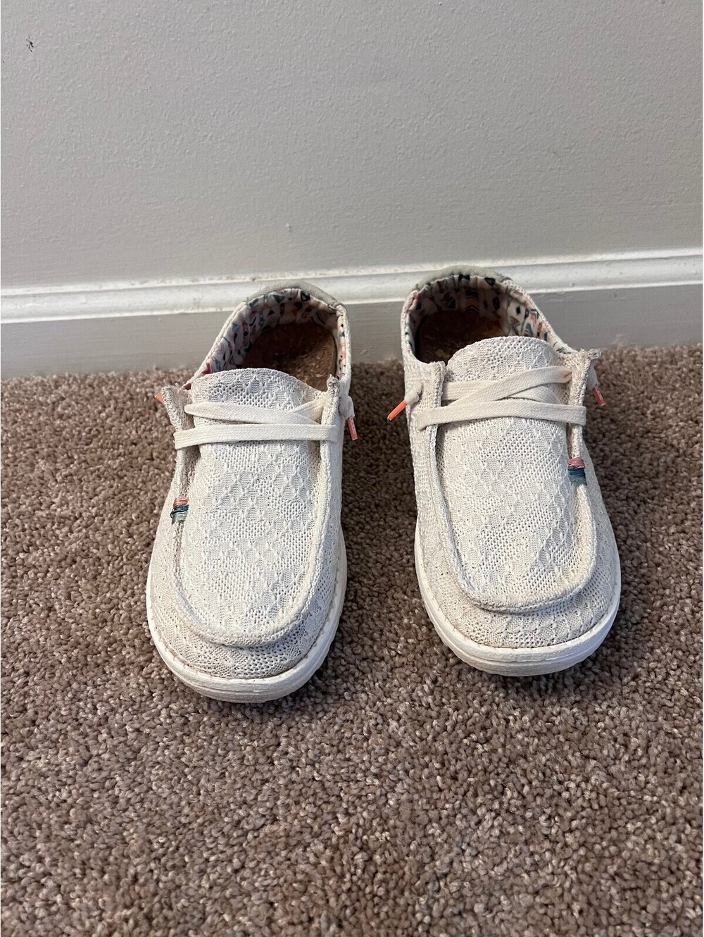 Hey Dude Wendy Boho White Crochet shoes Women size 7